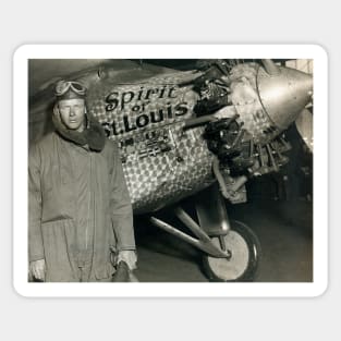 Lindbergh with his airplane, 1928 (H412/0396) Sticker